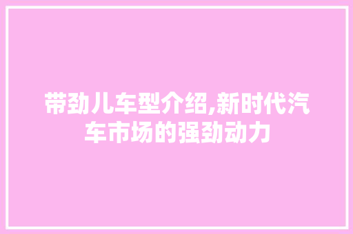 带劲儿车型介绍,新时代汽车市场的强劲动力