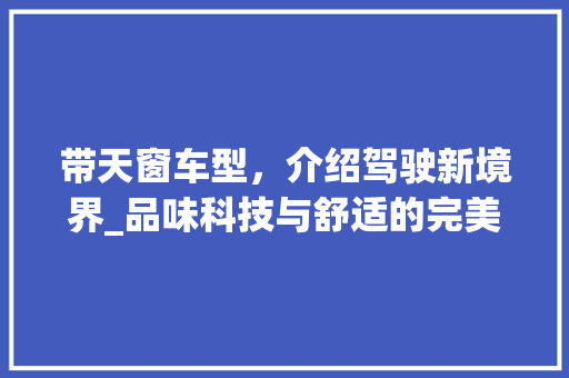 带天窗车型，介绍驾驶新境界_品味科技与舒适的完美融合