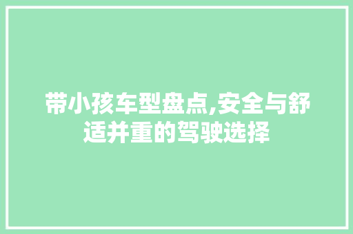 带小孩车型盘点,安全与舒适并重的驾驶选择