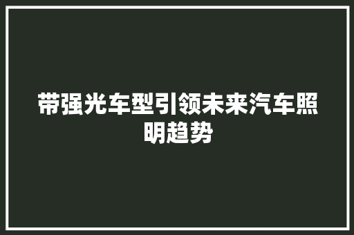 带强光车型引领未来汽车照明趋势