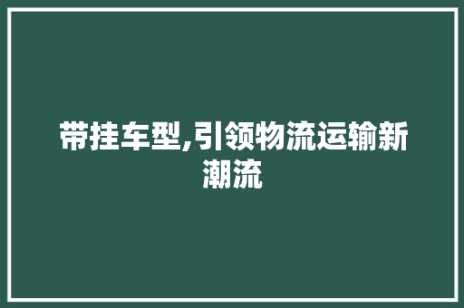 带挂车型,引领物流运输新潮流