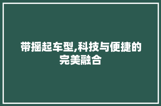 带摇起车型,科技与便捷的完美融合