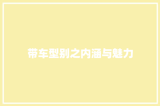 带车型别之内涵与魅力