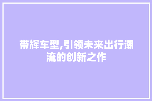 带辉车型,引领未来出行潮流的创新之作