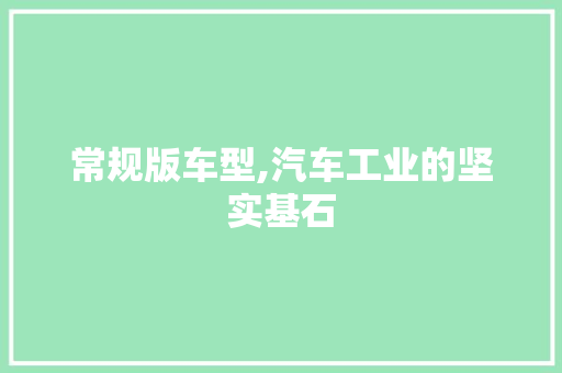 常规版车型,汽车工业的坚实基石