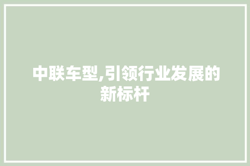 中联车型,引领行业发展的新标杆