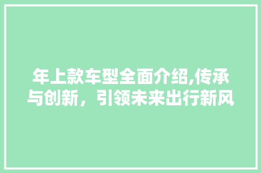 年上款车型全面介绍,传承与创新，引领未来出行新风尚 蓄电池配件