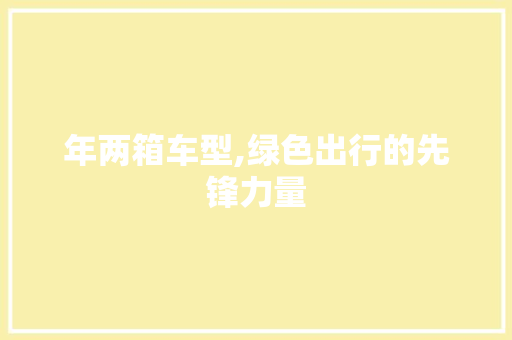 年两箱车型,绿色出行的先锋力量