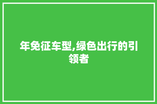年免征车型,绿色出行的引领者