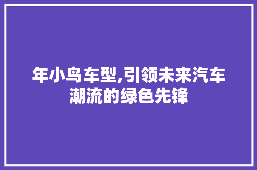 年小鸟车型,引领未来汽车潮流的绿色先锋
