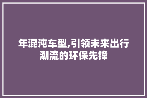 年混沌车型,引领未来出行潮流的环保先锋