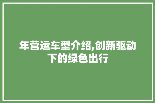 年营运车型介绍,创新驱动下的绿色出行