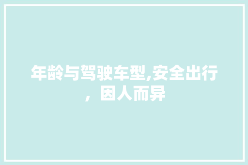 年龄与驾驶车型,安全出行，因人而异