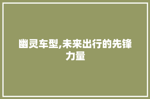 幽灵车型,未来出行的先锋力量