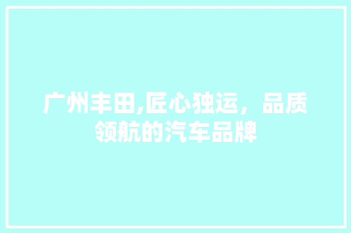 广州丰田,匠心独运，品质领航的汽车品牌