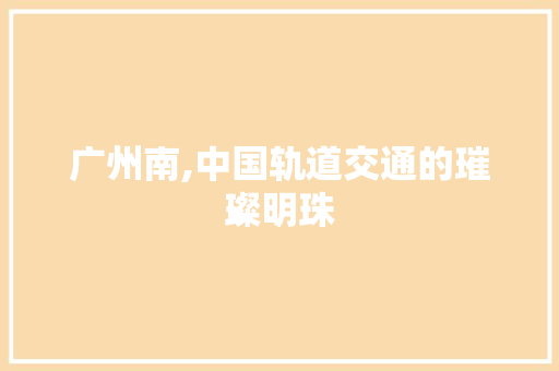 广州南,中国轨道交通的璀璨明珠