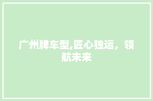 广州牌车型,匠心独运，领航未来