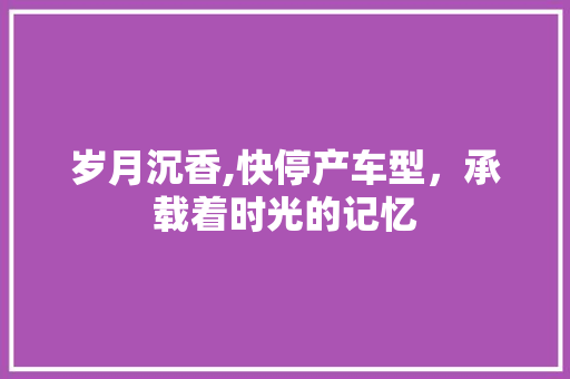 岁月沉香,快停产车型，承载着时光的记忆