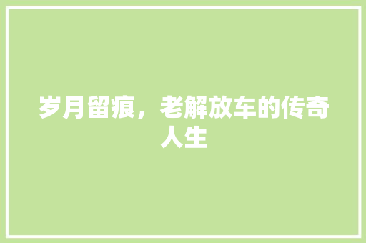 岁月留痕，老解放车的传奇人生