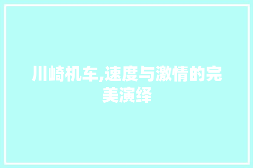 川崎机车,速度与激情的完美演绎