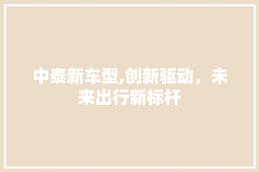 中泰新车型,创新驱动，未来出行新标杆