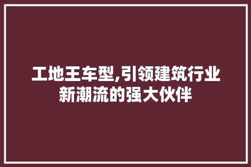 工地王车型,引领建筑行业新潮流的强大伙伴