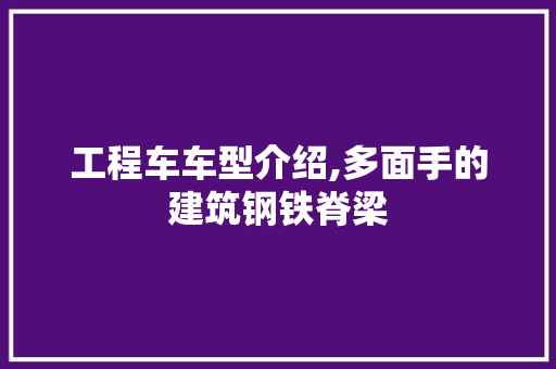 工程车车型介绍,多面手的建筑钢铁脊梁