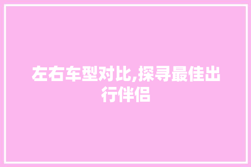 左右车型对比,探寻最佳出行伴侣