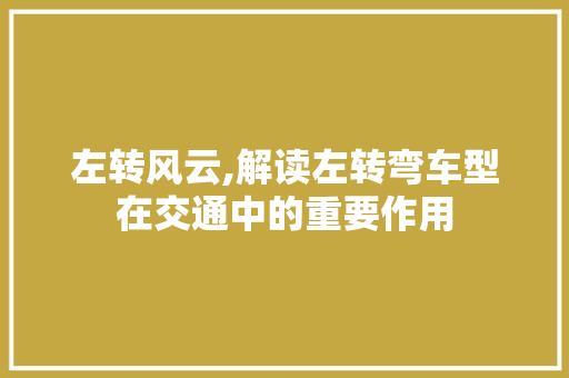 左转风云,解读左转弯车型在交通中的重要作用