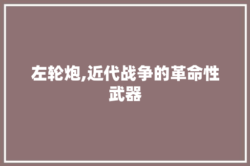 左轮炮,近代战争的革命性武器