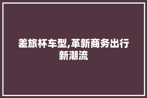 差旅杯车型,革新商务出行新潮流
