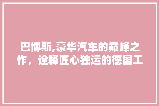 巴博斯,豪华汽车的巅峰之作，诠释匠心独运的德国工艺