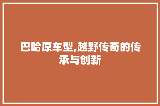 巴哈原车型,越野传奇的传承与创新