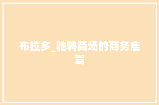 布拉多_驰骋商场的商务座驾