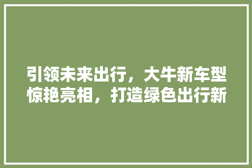 引领未来出行，大牛新车型惊艳亮相，打造绿色出行新标杆