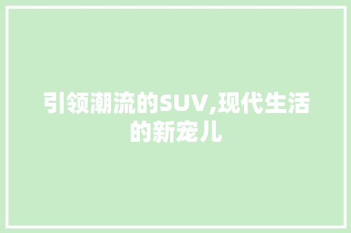 引领潮流的SUV,现代生活的新宠儿