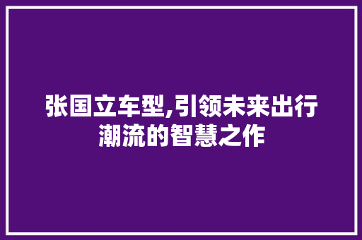 张国立车型,引领未来出行潮流的智慧之作