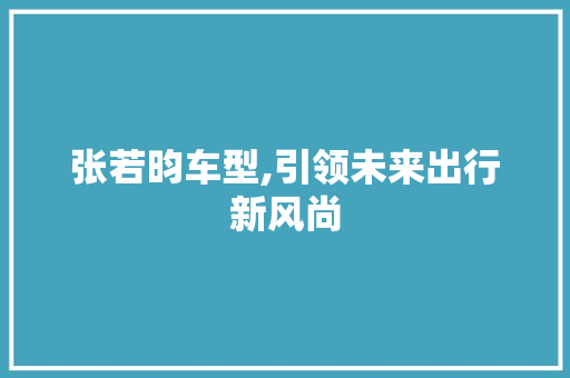 张若昀车型,引领未来出行新风尚