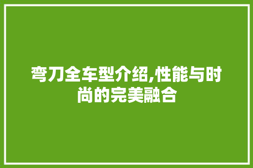 弯刀全车型介绍,性能与时尚的完美融合