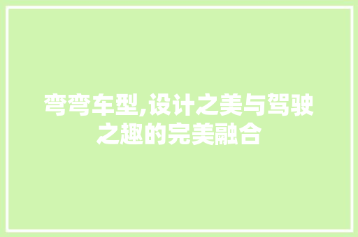 弯弯车型,设计之美与驾驶之趣的完美融合