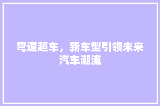 弯道超车，新车型引领未来汽车潮流