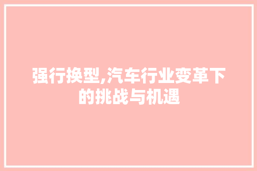强行换型,汽车行业变革下的挑战与机遇