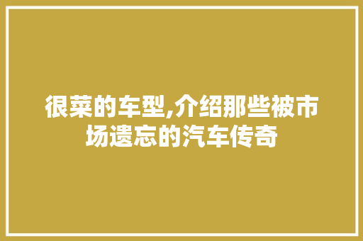 很菜的车型,介绍那些被市场遗忘的汽车传奇