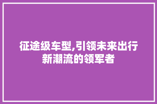 征途级车型,引领未来出行新潮流的领军者