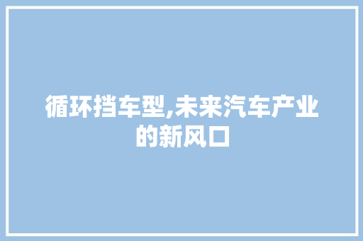 循环挡车型,未来汽车产业的新风口