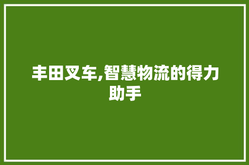 丰田叉车,智慧物流的得力助手