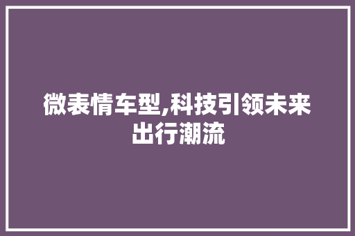 微表情车型,科技引领未来出行潮流