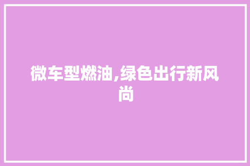 微车型燃油,绿色出行新风尚