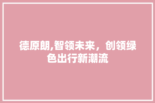 德原朗,智领未来，创领绿色出行新潮流 车身配件