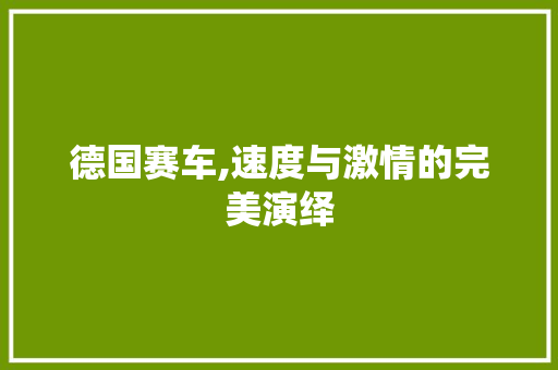 德国赛车,速度与激情的完美演绎